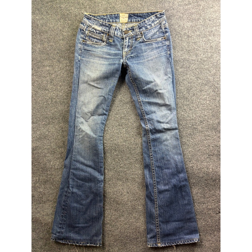 Taverniti So Jeans Bootcut Women 29 Blue Distressed Low Rise Embroidered Pocket